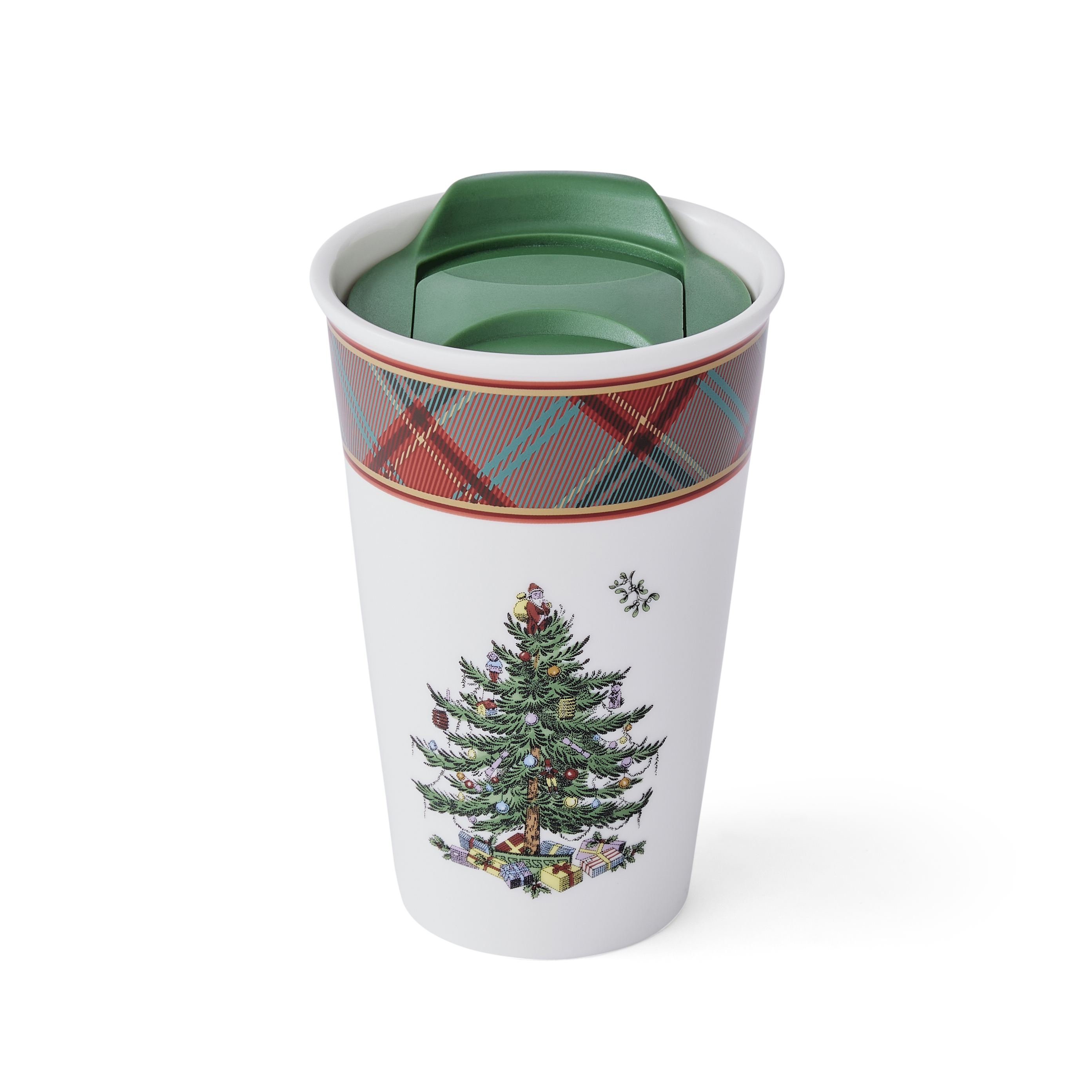 Christmas Tree Tartan Travel Mug (8 Ounce) image number null